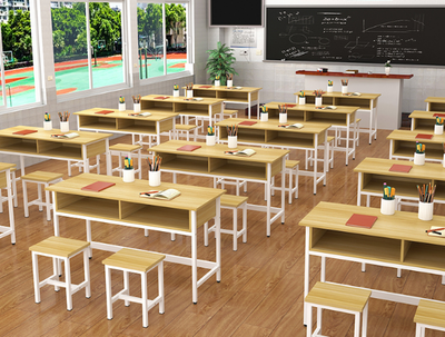 厂家直销中小学生课桌椅学校桌椅单人双人辅导班培训班可升降课桌